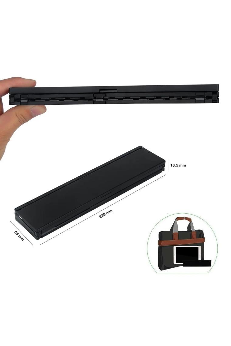 Duhalıne Tablet / Telefon Uyumlu Kablosuz Mini Klavye, Standlı Katlanabilir Şarj Edilebilir Bluetooth Klavye