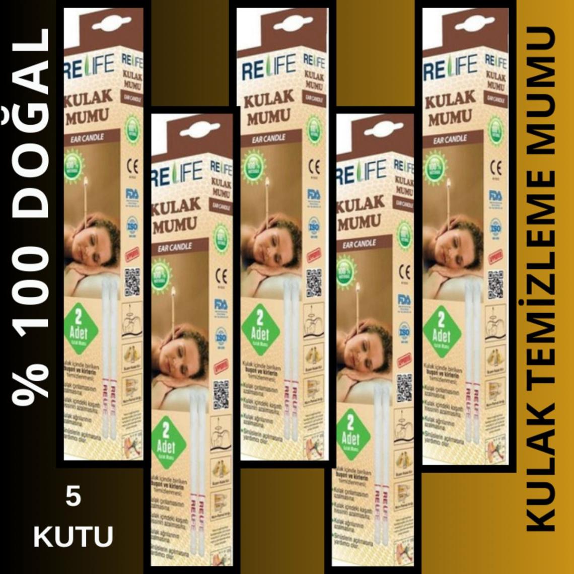 5 X Doğal Kulak Temizleme Mumu Çubuğu Vakumlu Ear Candle