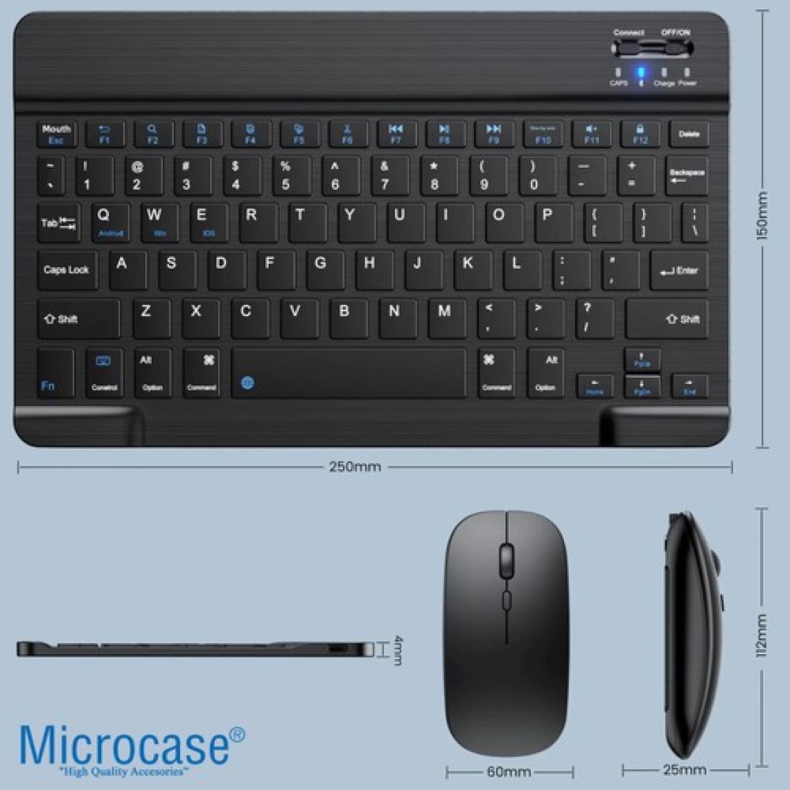 Microcase Tablet ve Telefonlar Için Bluetooth Klavye ve Mouse Set - AL3476 Su Yeşili