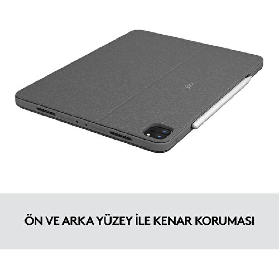Logitech Combo Touch iPad Pro 11 inç 2, 3 ve 4. Nesil ile Uyumlu Çok Yönlü Klavyeli Kılıf - Gri