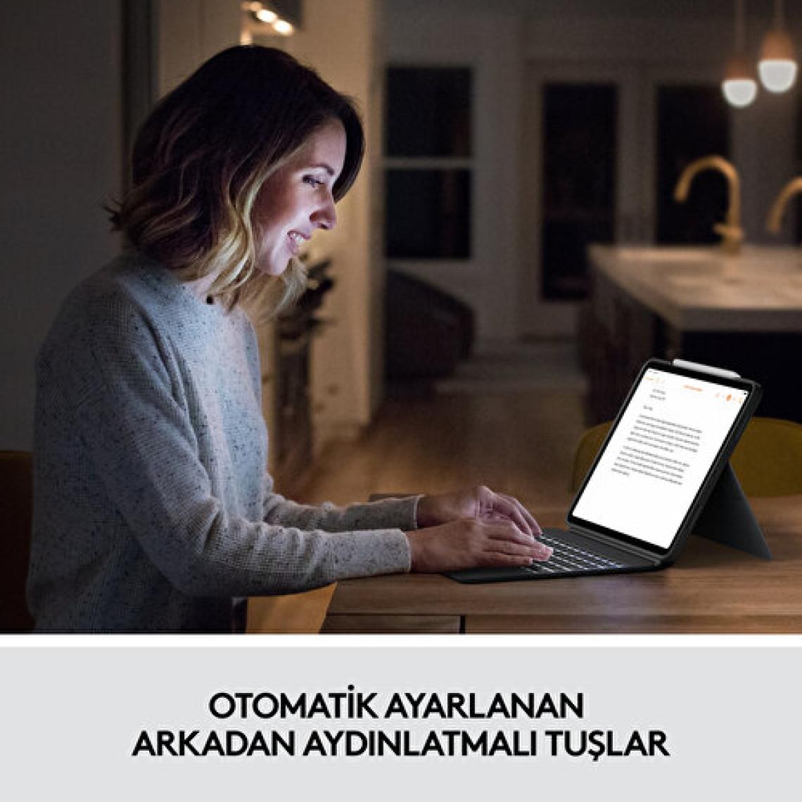 Logitech Combo Touch iPad Pro 11 inç 2, 3 ve 4. Nesil ile Uyumlu Çok Yönlü Klavyeli Kılıf - Gri