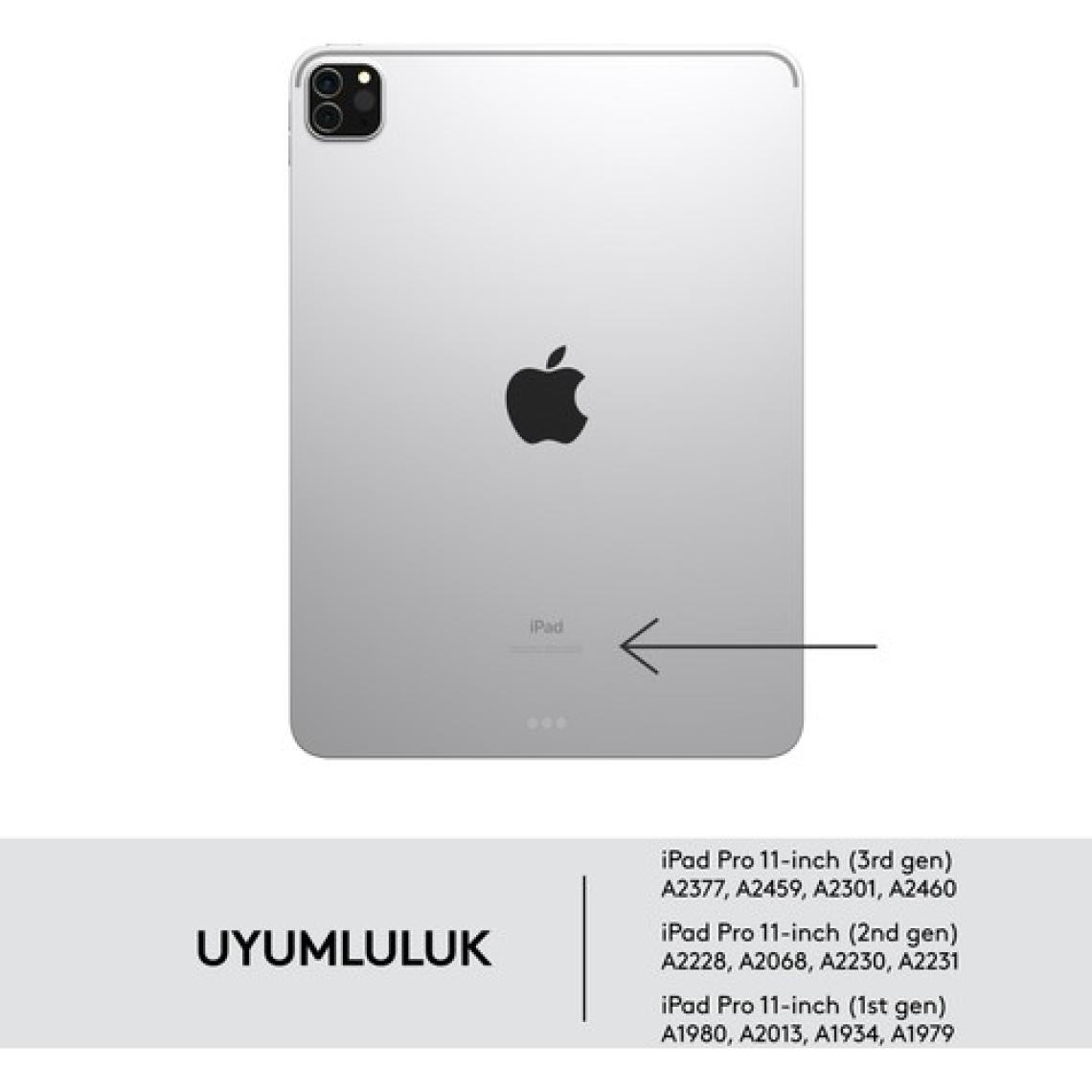 Logitech Combo Touch iPad Pro 11 inç 2, 3 ve 4. Nesil ile Uyumlu Çok Yönlü Klavyeli Kılıf - Gri