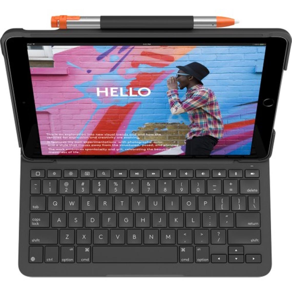 Logitech Slim Folio iPad 10.2 inç 7. ve 8. Nesil ile Uyumlu Klavyeli Kılıf - Koyu Gri
