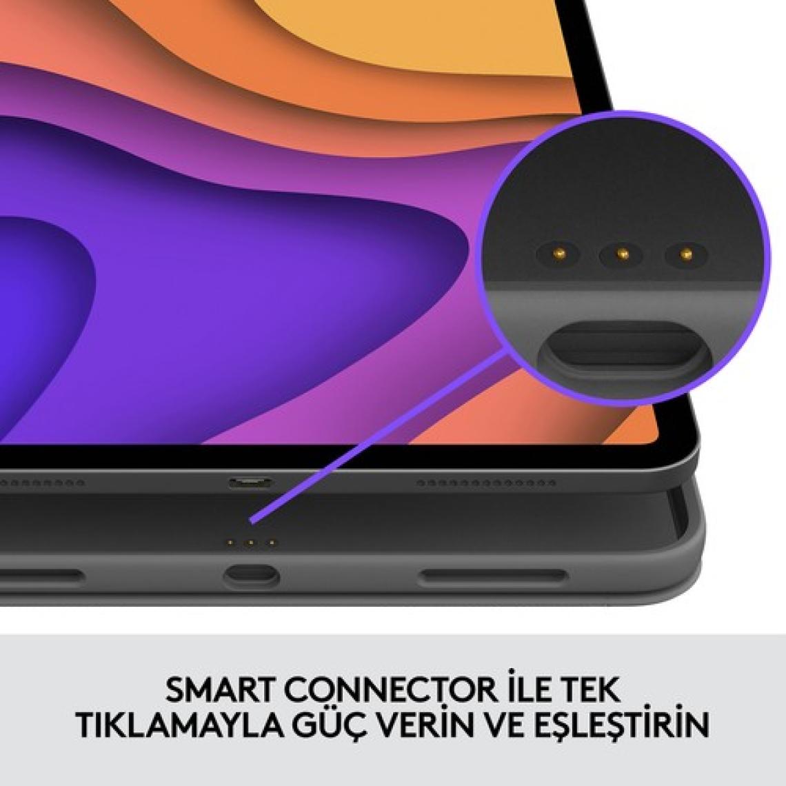 Logitech Slim Folio Touch 10.9" iPad Air 4. ve 5. Nesil ile Uyumlu Türkçe Klavyeli Kılıf - Koyu Gri