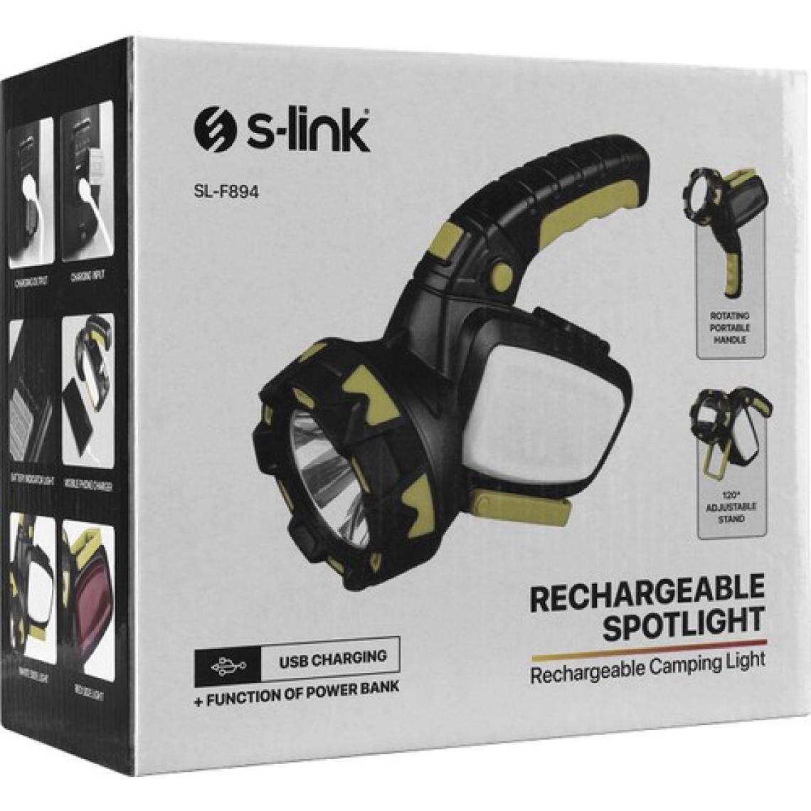 S-Link SL-F894 5W Led+18 Beyaz+ 18 Kırmızı Ledli Işık Modlu Döner Kollu Usbşarjlı Elfeneri