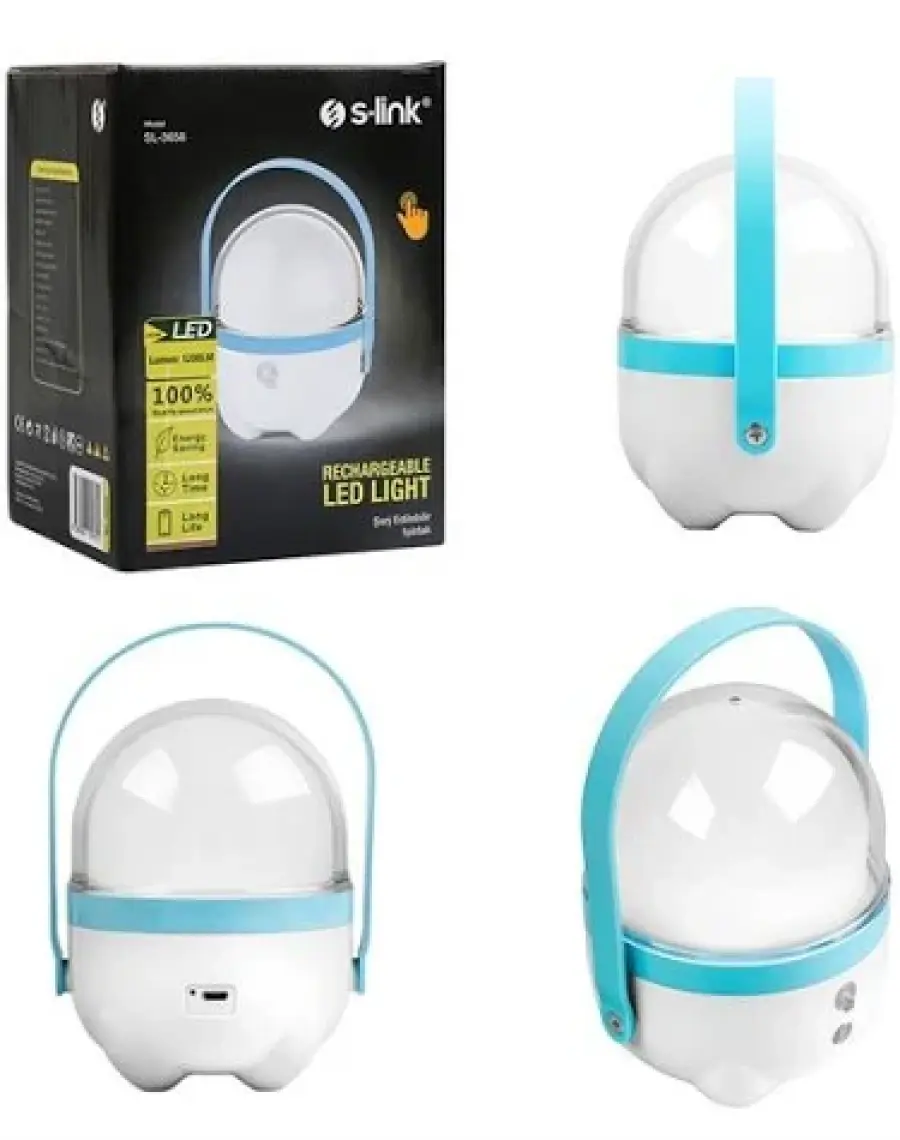 S-Link SL-3658 Mavi Dokunmatik Açma Kapama Ledli 2400 Ah 5V-1A 1+30 Ledli Işıldak