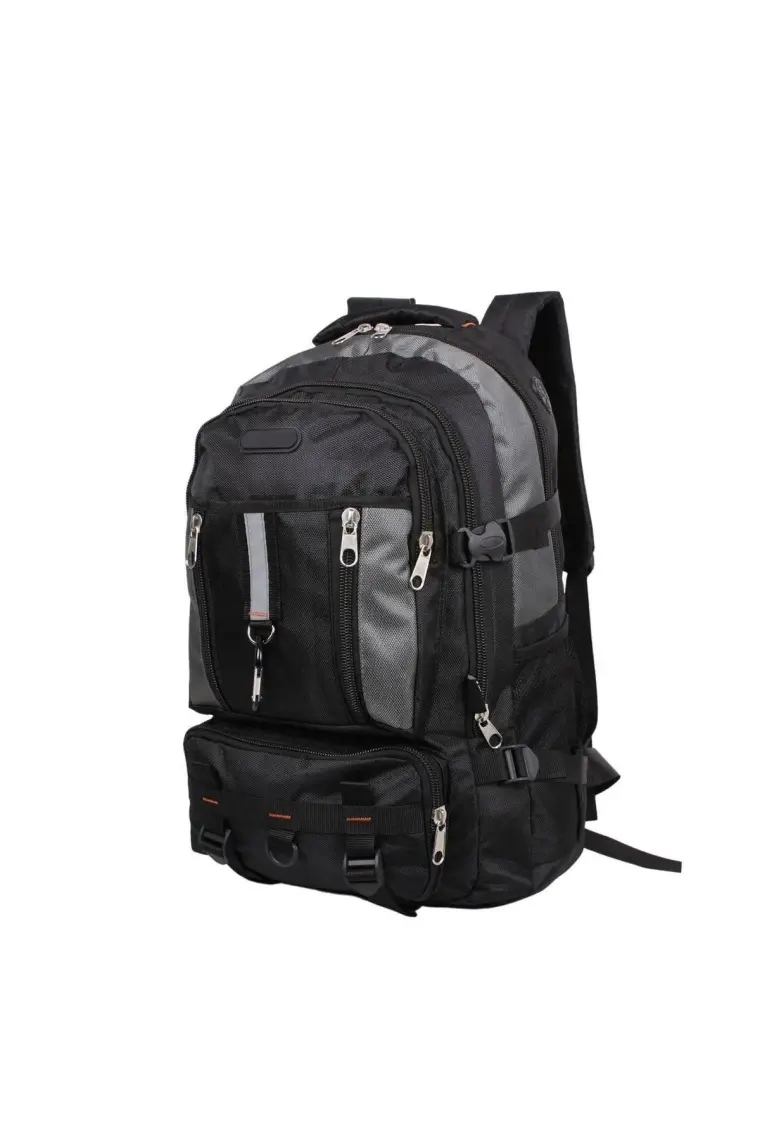 Bagacar Izdag Siyah Gri Seyahat Sırt Çantası 60 Lt 17" Laptop Bölmeli