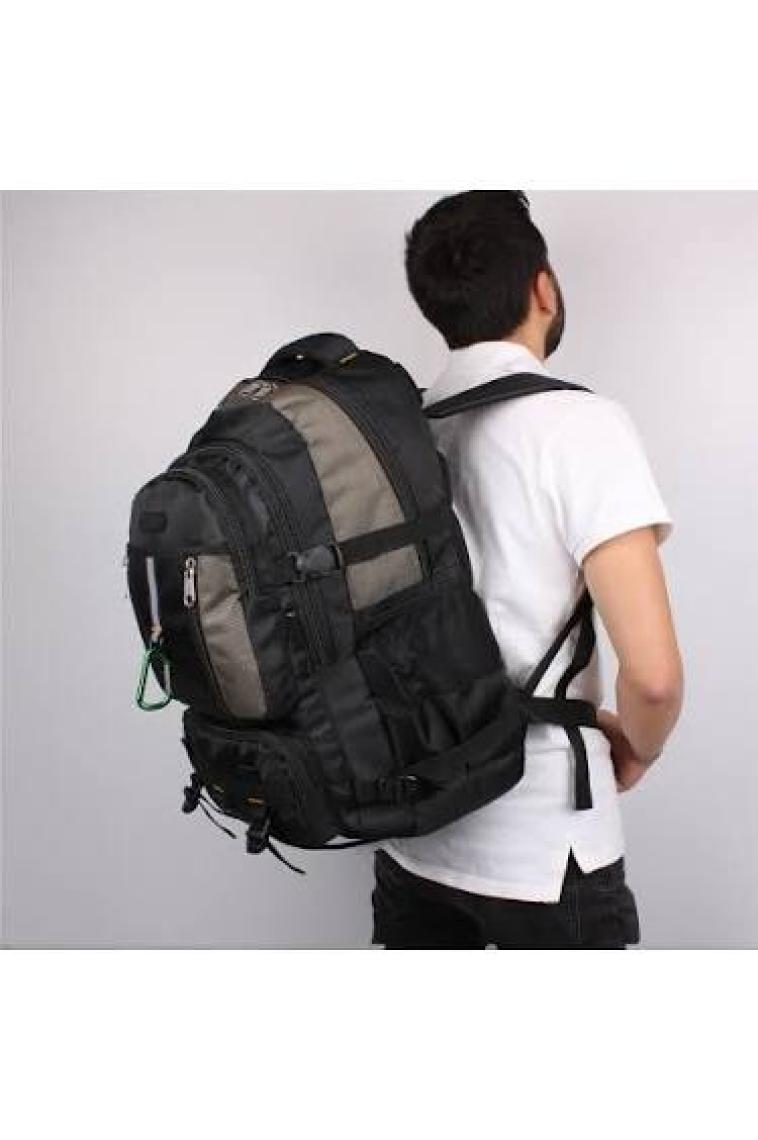 Bagacar Izdag Kahve Siyah Seyahat Sırt Çantası 60 Lt 17" Laptop Bölmeli