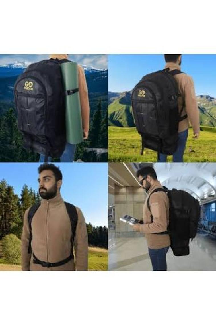 Baggor 90 Litre Körüklü Su Geçirmez Çok Gözlü Laptop Bölmeli Kampçı-Seyahat-Dağcı Sırt Çantası
