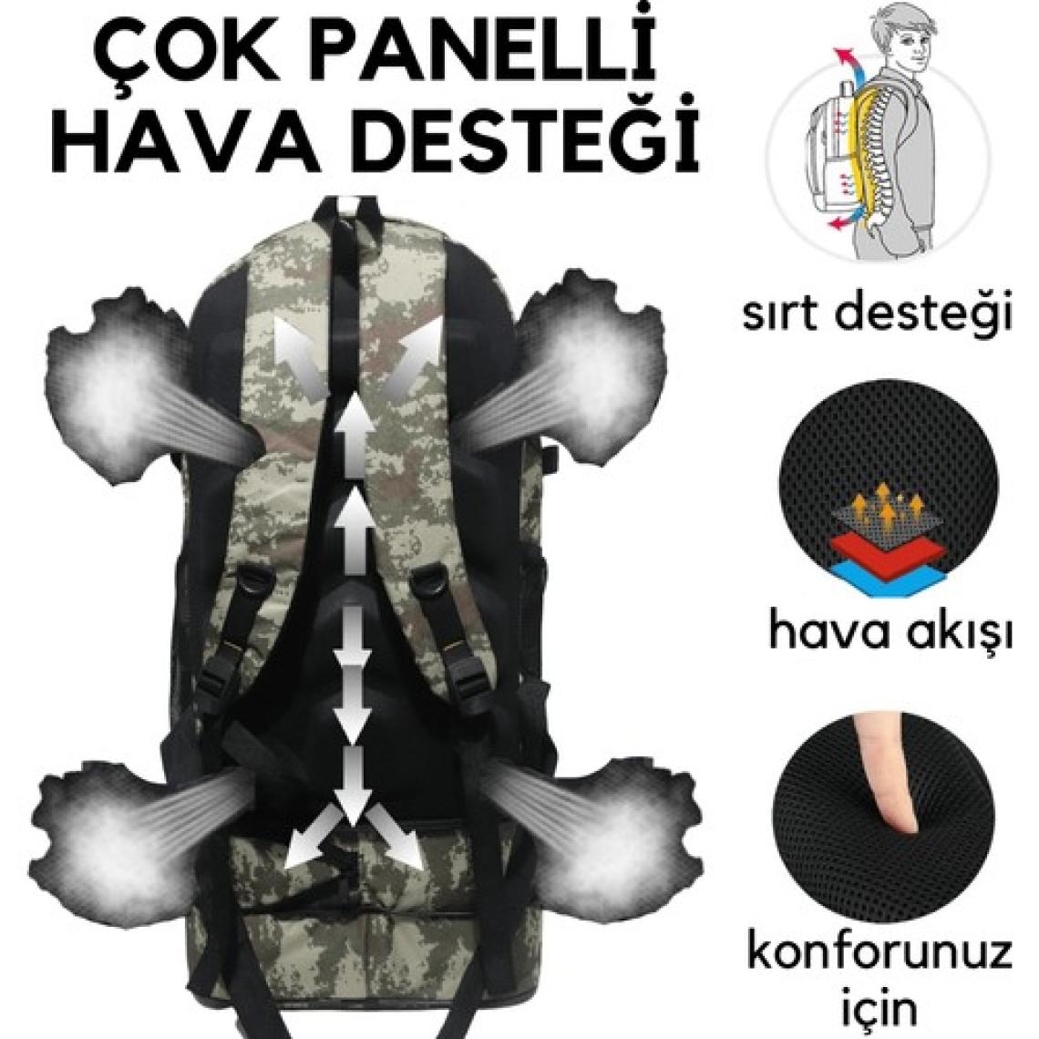 Baggor 90 Litre Körüklü Su Geçirmez Çok Gözlü Laptop Bölmeli Kampçı-Seyahat-Dağcı Sırt Çantası