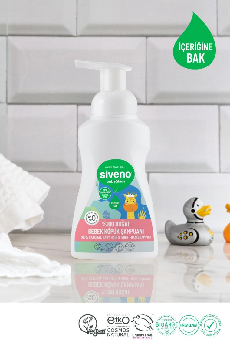 %100 Doğal Bebek Köpük Şampuanı Yenidoğan Saç Ve Vücut Için Nemlendirici Bitkisel Vegan 250 ml