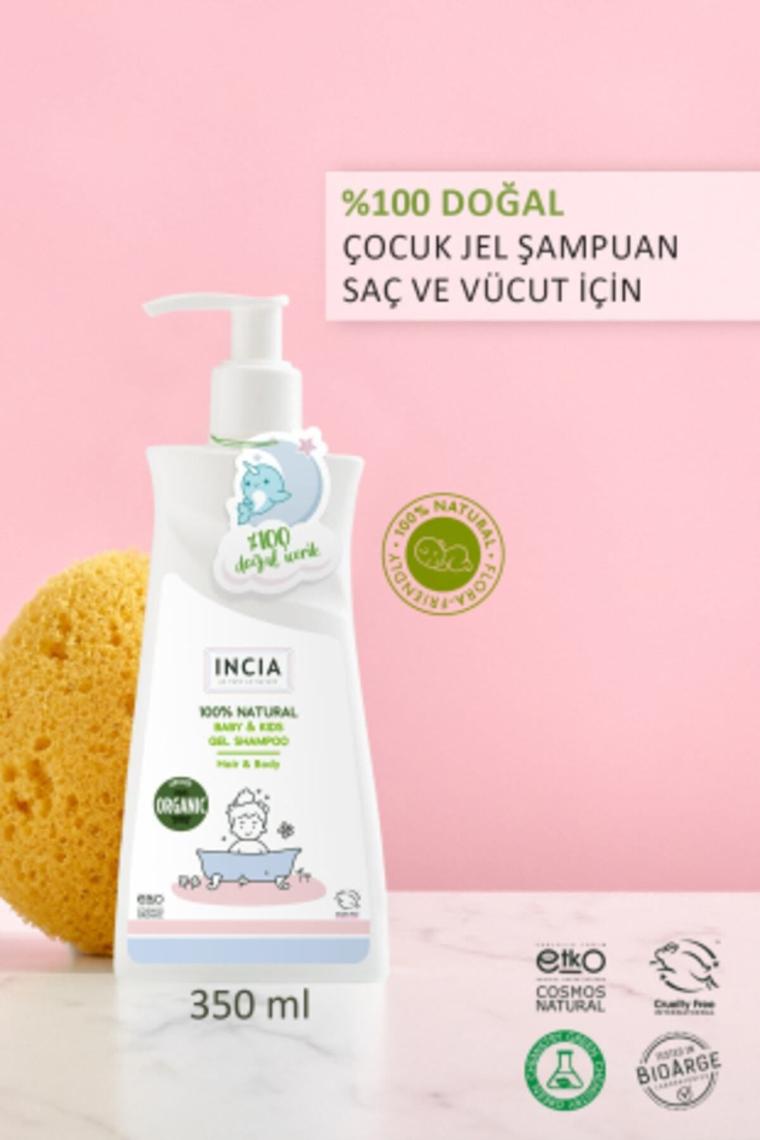 %100 Doğal Organik Sertifikalı Bebek Ve Çocuk Jel Şampuanı Saç Vücut Lavanta Konak Önleyici 350 ml