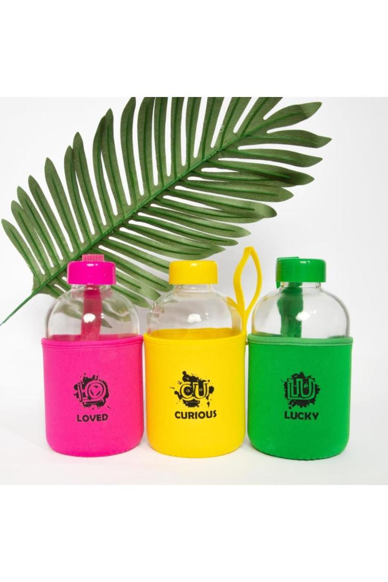 Biggdesign Moods Up Curious Neopren Kılıflı Cam Matara 600 ml