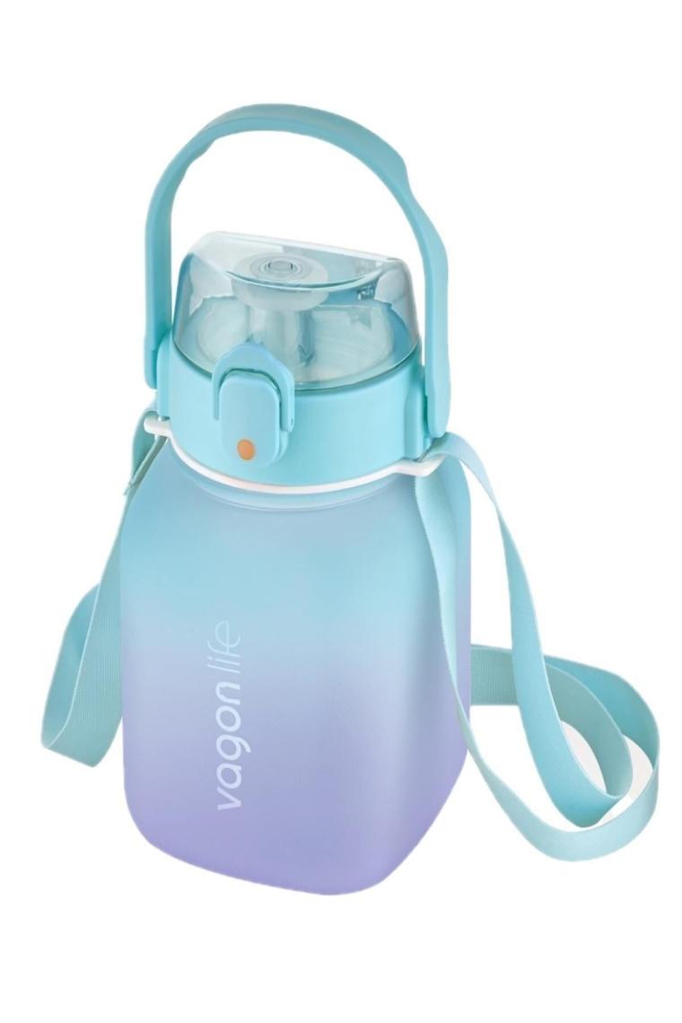 1100ml Çocuk Askılı Pipetli/Pipetsiz Kullanım Çift Renk Softtouch Motivasyon Matarası