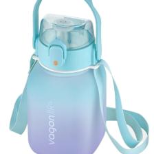 1100ml Çocuk Askılı Pipetli/Pipetsiz Kullanım Çift Renk Softtouch Motivasyon Matarası