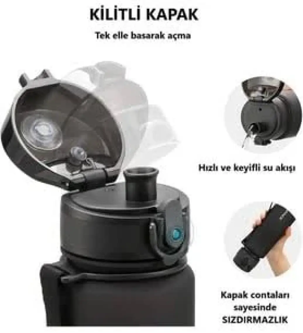 Uzspace 500 ml Tritan Açık Mavi Spor ve Günlük Matara