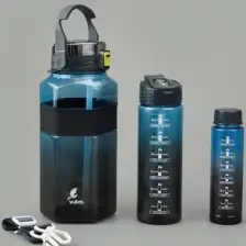 Oregon 3'Lü Set Bpa Içermez Motivasyonel Su Matarası Siyah-Mavi Su Matarası, Su Şişesi
