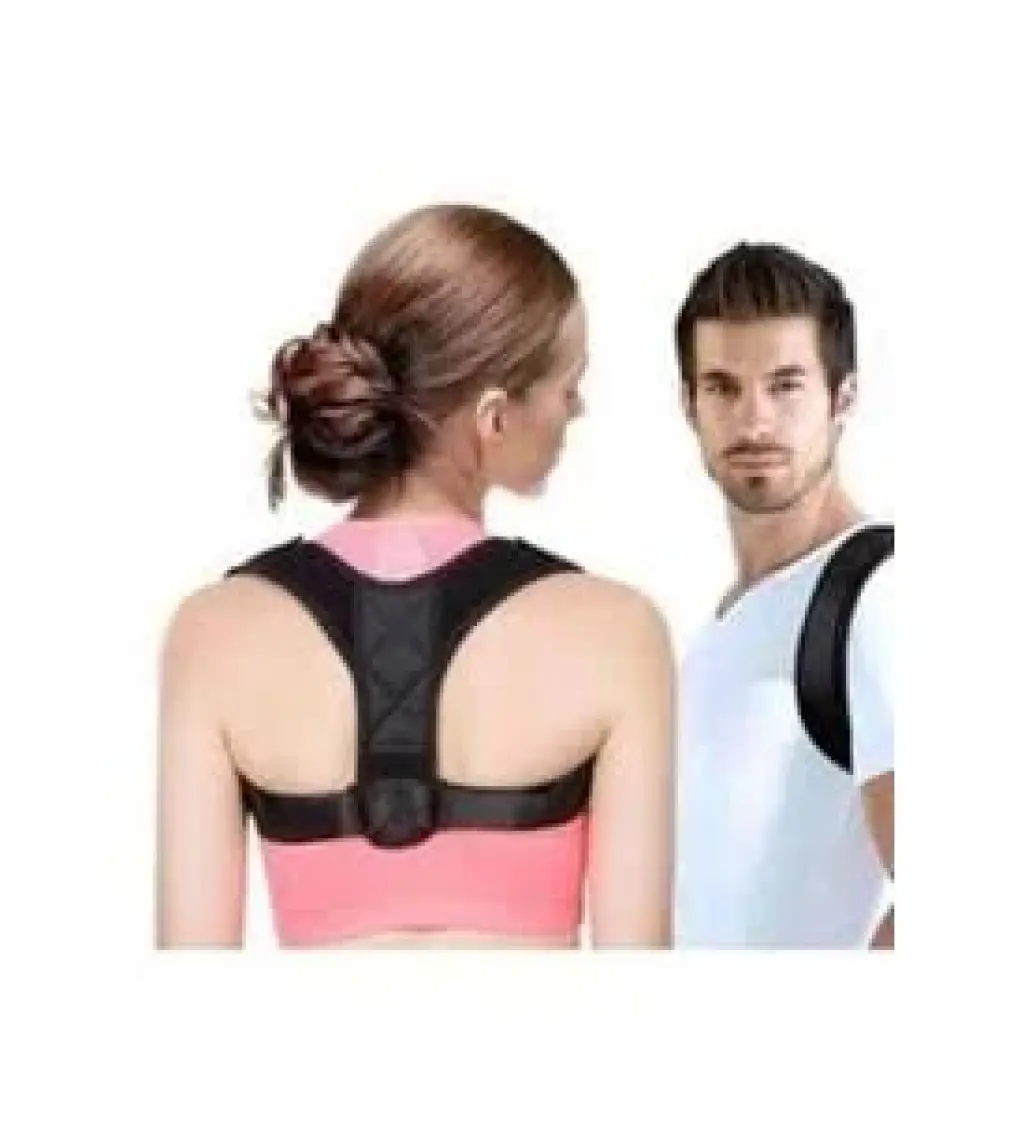 Kambur Önleyici Omuz Dik Durus Korsesi Unisex Siyah Deri Desenli Kemerli Ayarlanabilir