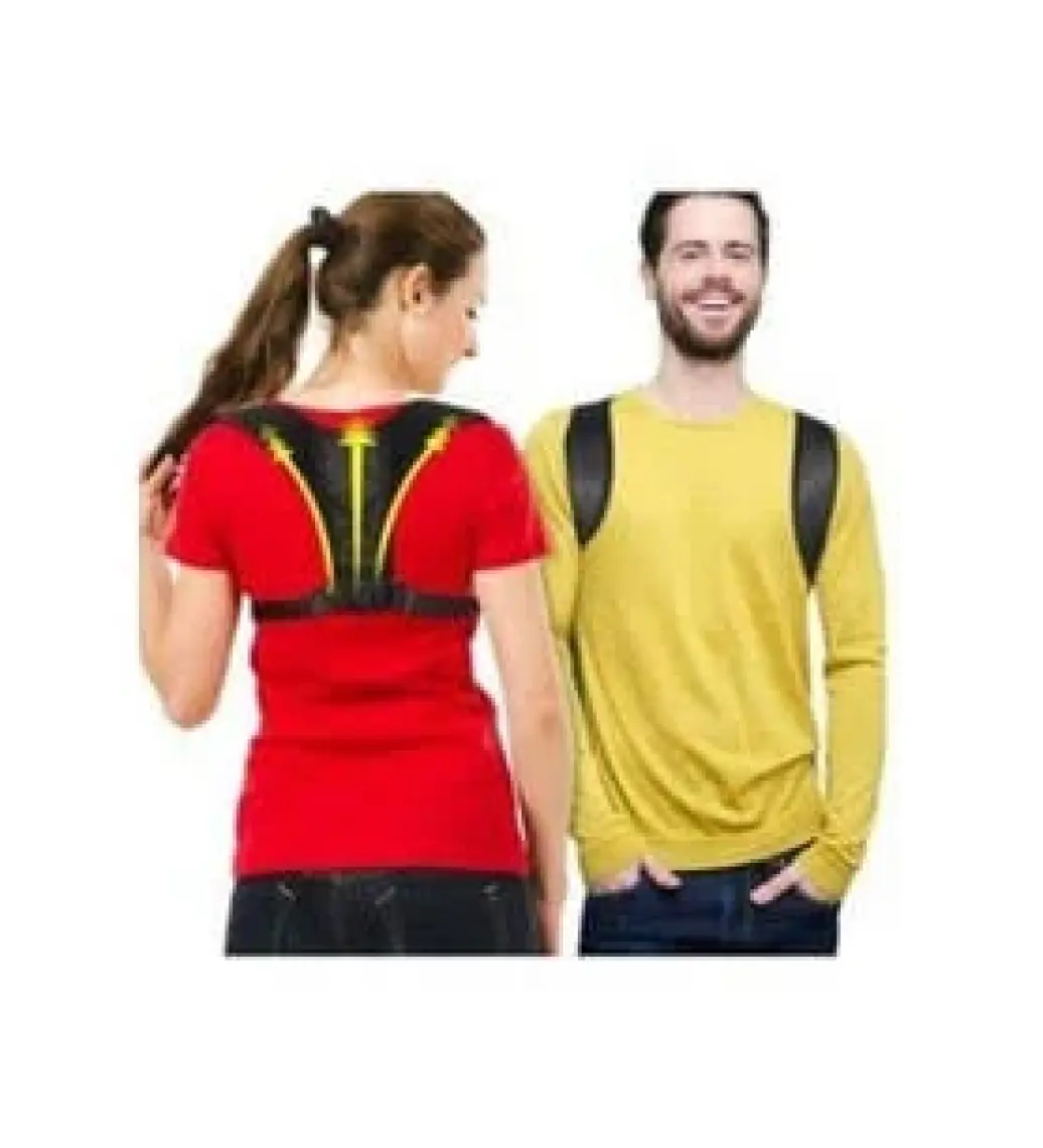 Kambur Önleyici Omuz Dik Durus Korsesi Unisex Siyah Deri Desenli Kemerli Ayarlanabilir