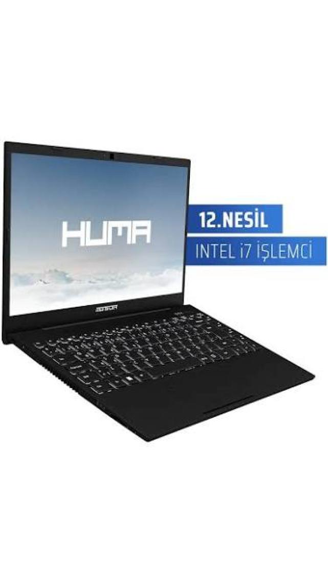 Monster HUMA H4 V5.2.6 Black Intel Core i7 1255U 16 GB RAM 1 TB SSD FreeDOS 14,1'' FHD 60 Hz Taşınabilir Bilgisayar