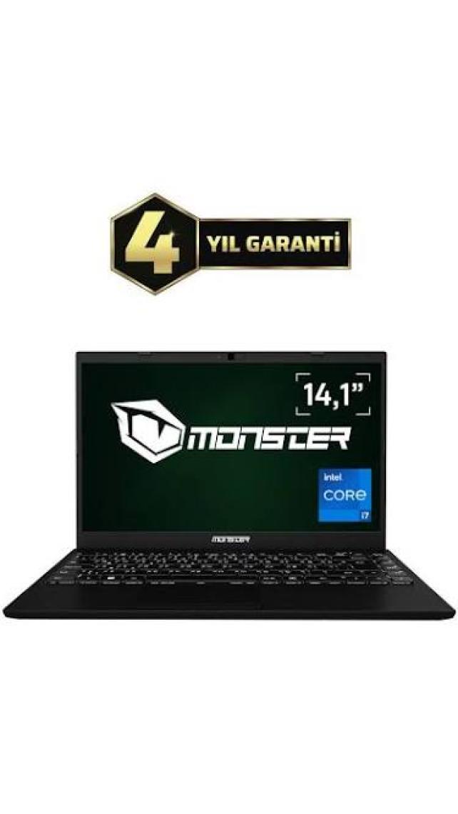 Monster HUMA H4 V5.2.6 Black Intel Core i7 1255U 16 GB RAM 1 TB SSD FreeDOS 14,1'' FHD 60 Hz Taşınabilir Bilgisayar