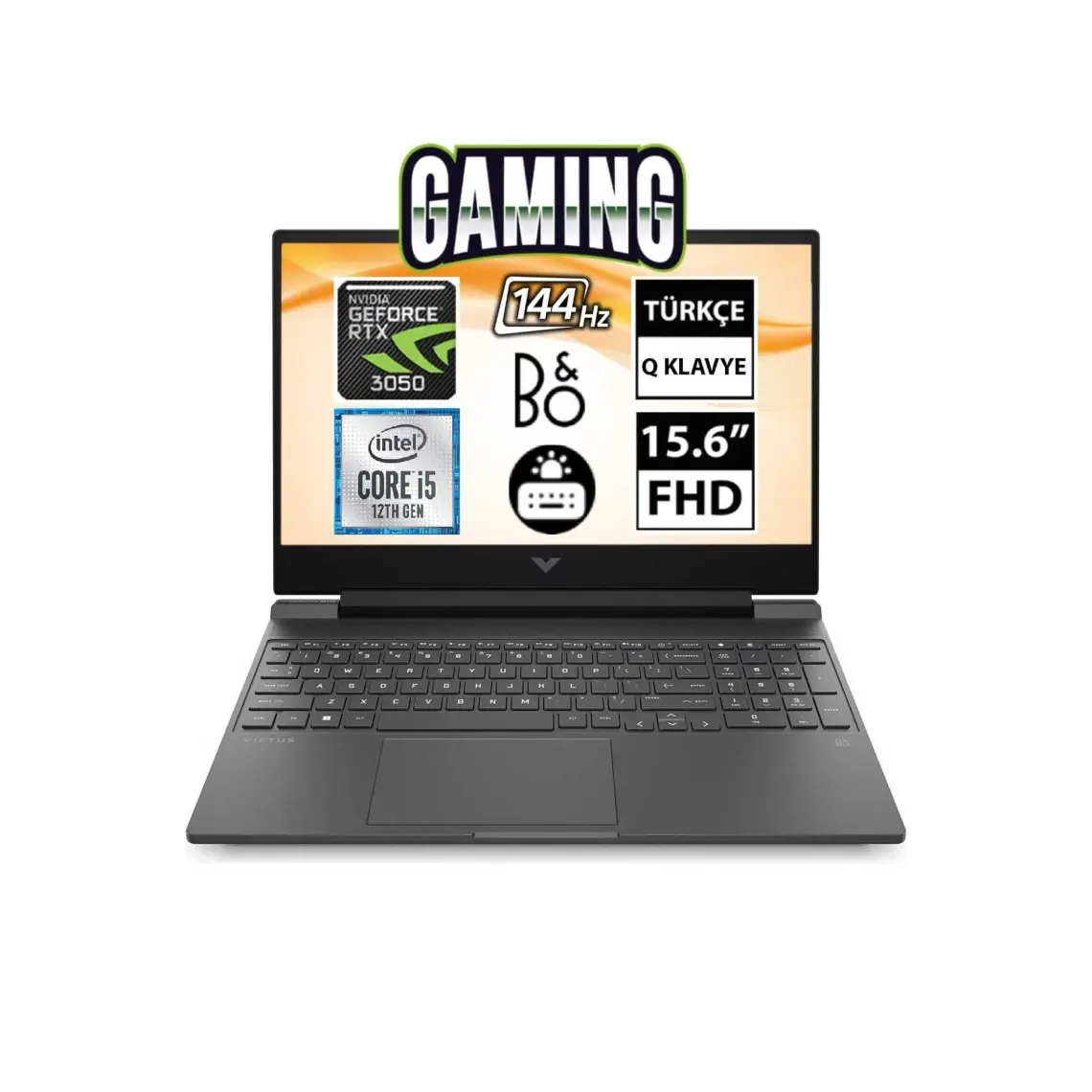 HP Victus Gaming 15-FA0011NT Intel Core i5 12450H 16GB 512GB SSD RTX3050 Freedos 15.6" FHD 144Hz Taşınabilir Bilgisayar 80D33EA
