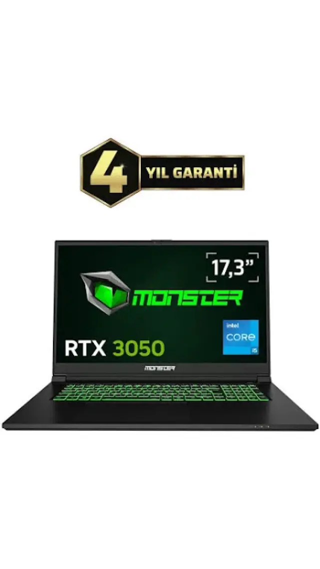 Monster Abra A7 V15.3.2  Intel Core I5 13500H 32 GB Ram 1 Tb SSD 6 GB Rtx 3050 Freedos 17,3" Fhd 144 Hz Oyun Bilgisayarı