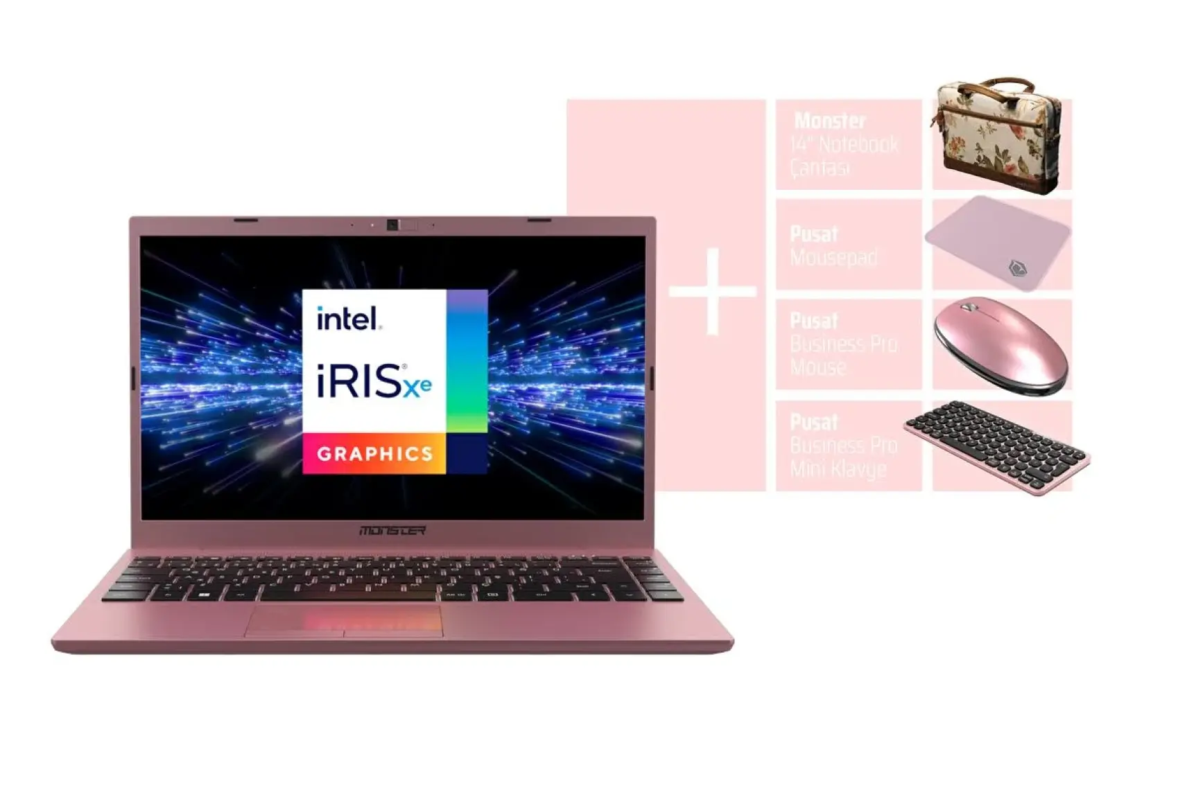 Monster HUMA H4 V5.1.7 Rose Gold Intel Core i5 1235U 16 GB RAM 500 GB SSD FreeDOS 14,1'' FHD 60 Hz Taşınabilir Bilgisayar