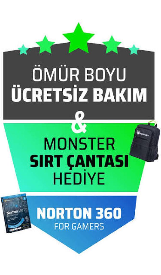 Monster  Tulpar T7 V20.6.2 Intel Core i7 13700H 32 GB RAM 1 TB SSD 8 GB  RTX 4060 FreeDOS 17,3" FHD 144 Hz Oyun Bilgisayarı