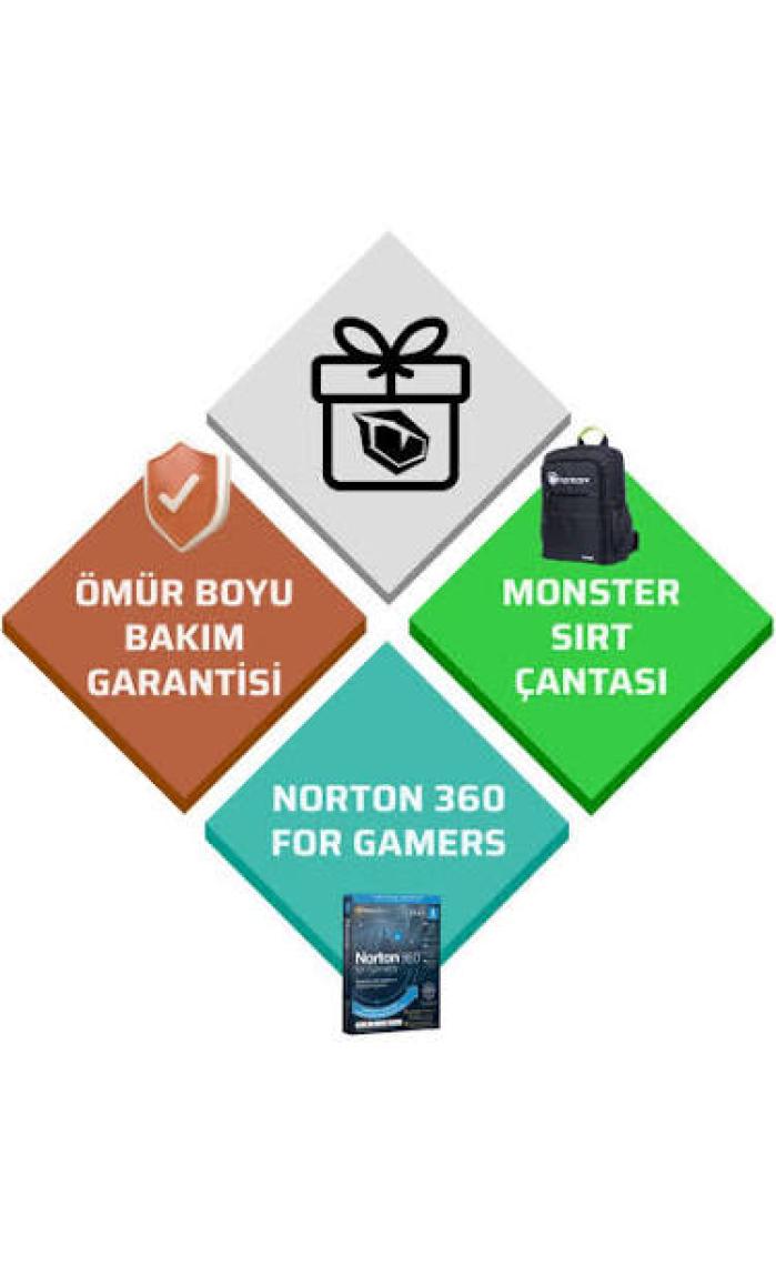 Monster  Tulpar T7 V20.6.2 Intel Core i7 13700H 32 GB RAM 1 TB SSD 8 GB  RTX 4060 FreeDOS 17,3" FHD 144 Hz Oyun Bilgisayarı