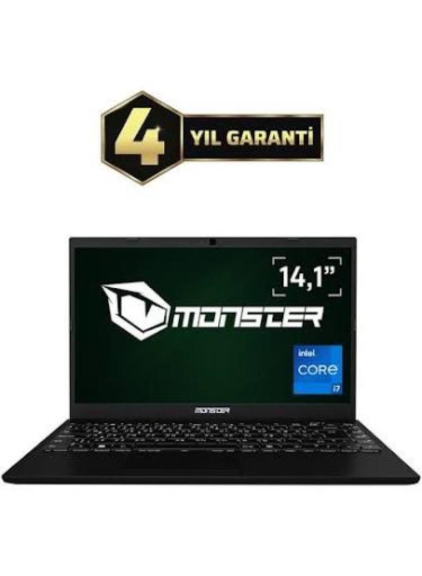 Monster HUMA H4 V5.2.3 Black Intel Core i7 1255U 8 GB RAM 500 GB SSD FreeDOS 14,1'' FHD 60 Hz Taşınabilir Bilgisayar