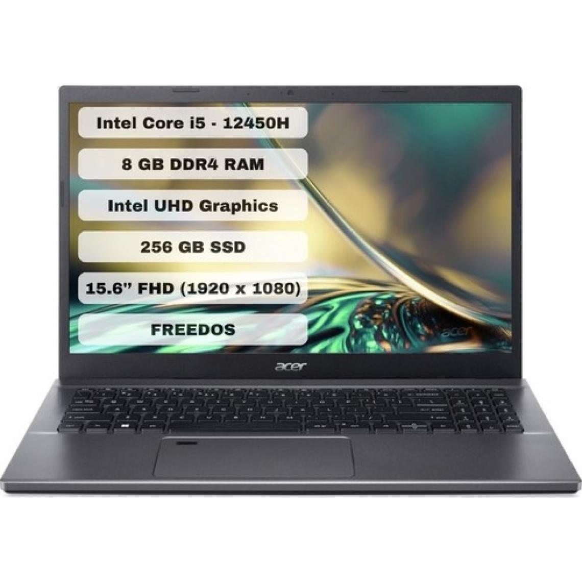 Acer Aspire 5 A515-57 Intel Core i5 12450H 8GB 256GB SSD Freedos 15.6" Taşınabilir Bilgisayar NX.KN3EY.003