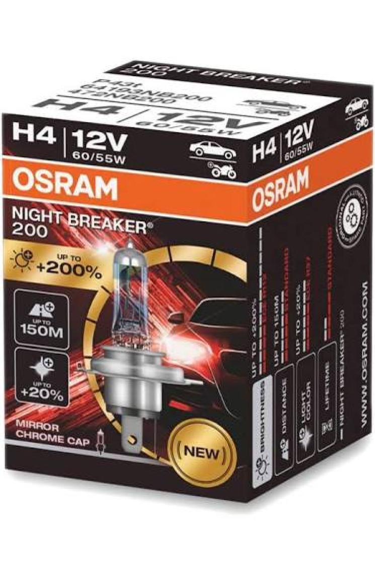 Osram Night Breaker 200 H4 %200 Daha Parlak Işık (1 Takım - 2 Adet)