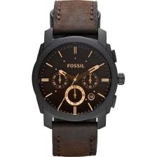 Fossil Machine Erkek Kol Saati – 24 Saat Kronometre, Takvim, Çelik Kasa, Deri Kayış, 5 ATM Su Geçirmez Mineral Cam