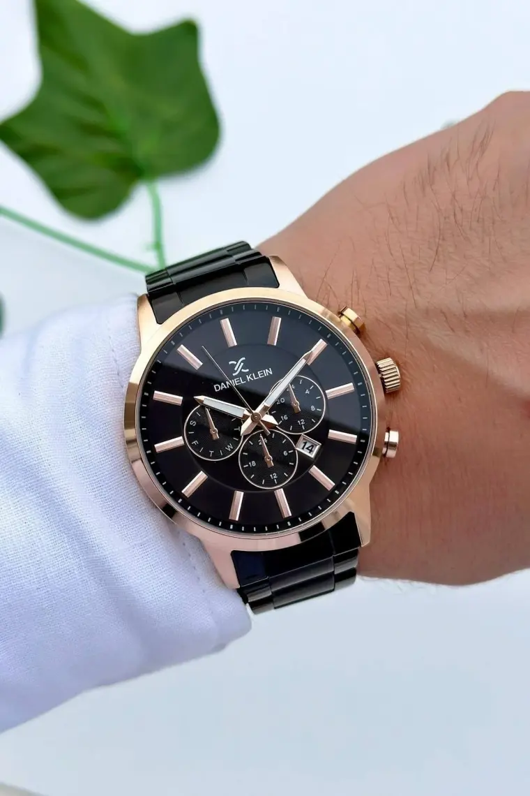 Daniel Klein Exclusive Erkek Kol Saati Çelik Kordon Çelik Kasa Hematit Doğal Taş Bileklik Hediyeli ZMDK1133