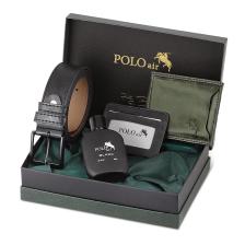 Polo Air Takvimli Erkek Kol Saati Cüzdan Kemer Kartlık Parfüm Kombin Yeşil Siyah Renk PL-0941E4