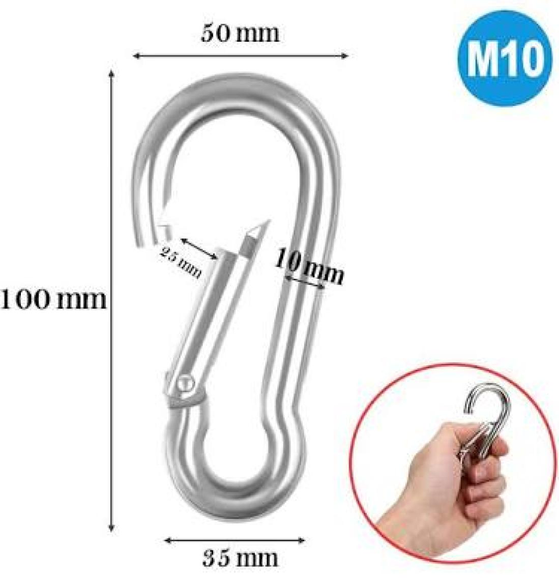 Badem10 Karabina 10 mm Yaylı Kanca Paslanmaz Çelik Kilit Olta Dağcılık Kamp Malzemeleri Salıncak Anahtar Askı Kilidi 5 Adet