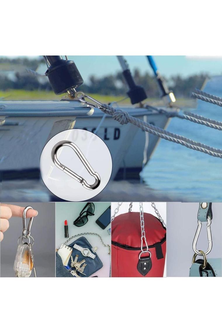 Nzb Karabina Yaylı Kanca Paslanmaz Çelik Kilit Olta Dağcılık Kamp Malzemeleri Salıncak (6 Mm) 5 Adet