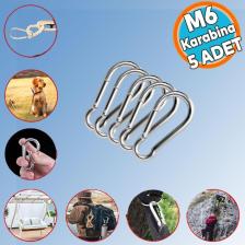 Nzb Karabina Yaylı Kanca Paslanmaz Çelik Kilit Olta Dağcılık Kamp Malzemeleri Salıncak (6 Mm) 5 Adet