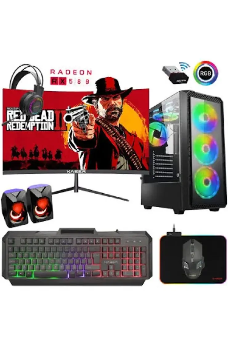 Xaser XSR313 I5 4570 16GB Ram 256GB SSD 8gb RX580 23.8" 100Hz Curved Masaüstü Oyuncu Bilgisayarı