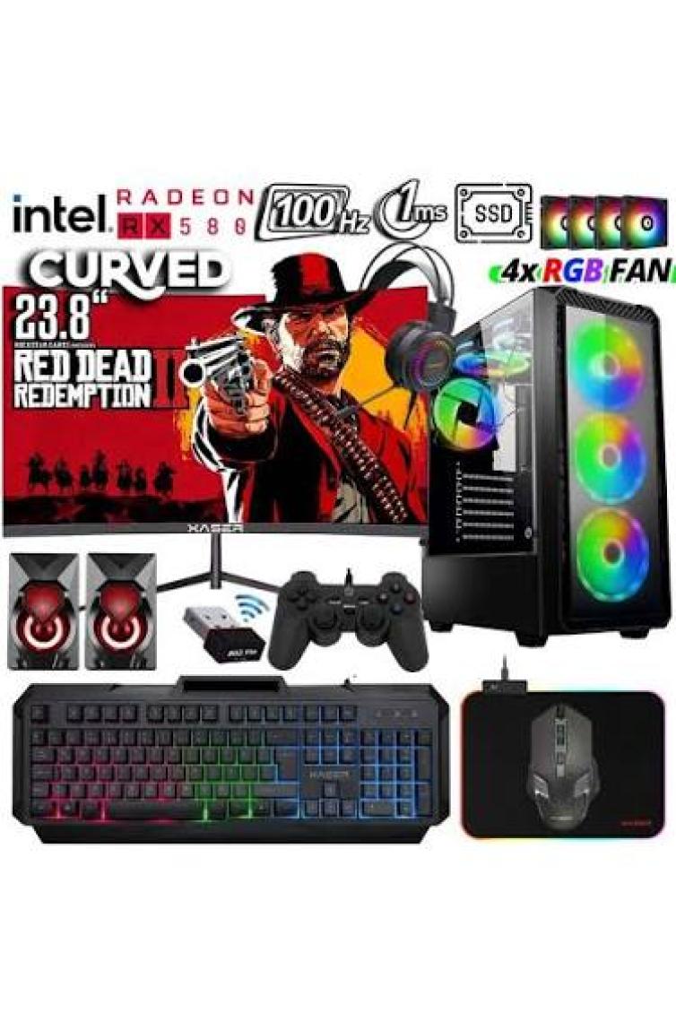 Xaser XSR314 i5 4590 16GB Ram 512GB SSD 8GB RX580 GDDR5 256Bit 23,8" 100Hz Curved Oyuncu Masaüstü Bilgisayarı