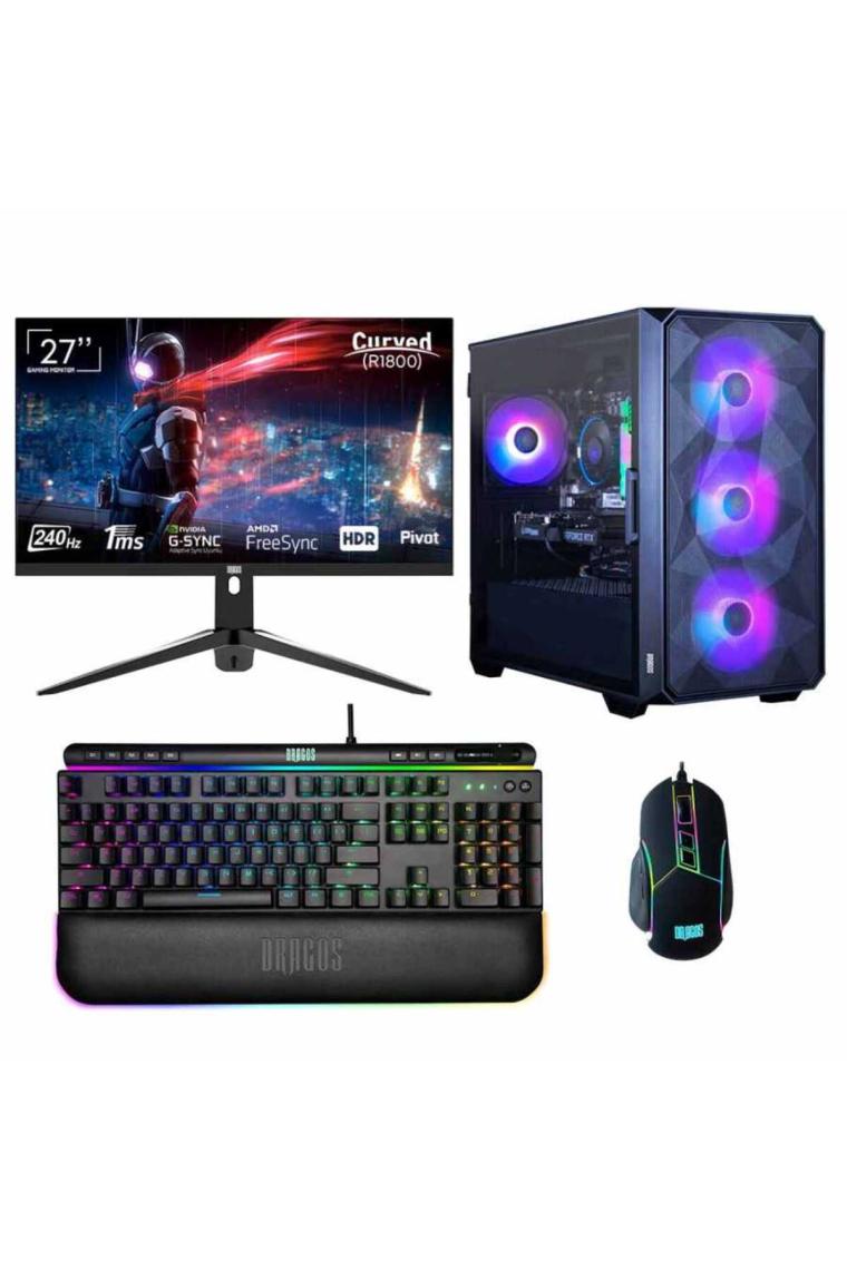 Dragos DRx6296 i7 14700KF 32GB Ram 1TB M.2 NVMe SSD 8GB RTX4060 Ekran Kartı 27 İnç 240Hz Curved Monitör Oyuncu Bilgisayarı