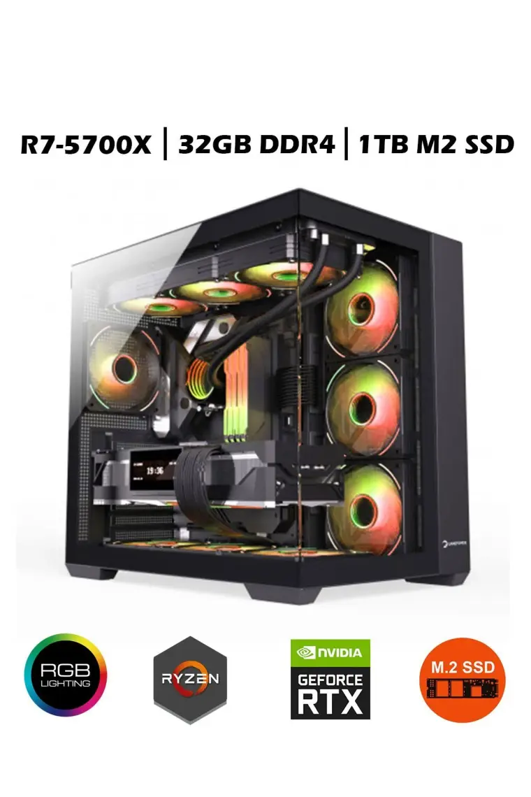 Zeiron Mirage X32 Ryzen 7 5700X 32GB Ram 1tb M.2 Nvme SSD 8gb RTX4060 Sıvı Soğutmalı Oyuncu Bilgisayarı