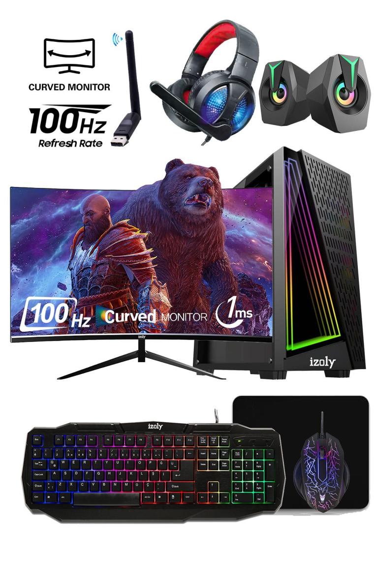Izoly RX44 İ5-4400 16GB 512GB Sata SSD Rx 580 8gb Gddr5 24"100Hz Oyuncu Masaüstü Bilgisayarı