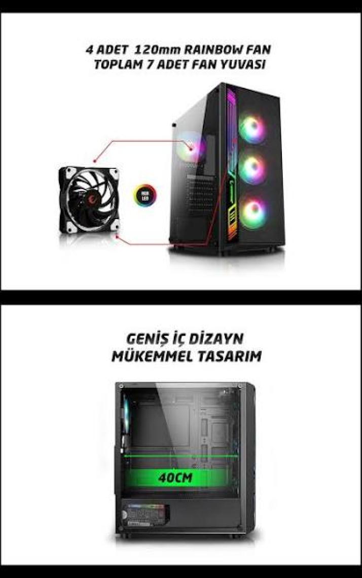 Zeiron XGEN11 I7 12700F 12.nesil 32GB 512GB Nvme M.2 SSD GTX1660 Super 6gb 192BIT 24" 180Hz Curved Oyuncu Bilgisayarı