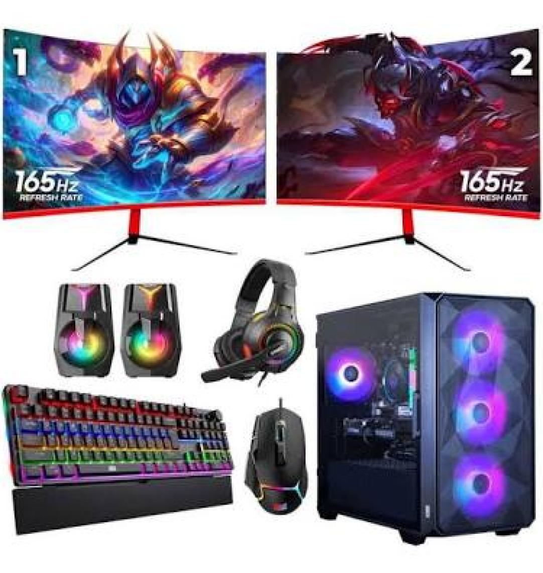 Dragos Python I5 10400F 16GB Ddr4 Ram 512GB M.2 Nvme SSD RTX3050 23.6 165Hz Çift Curved Gaming Pc