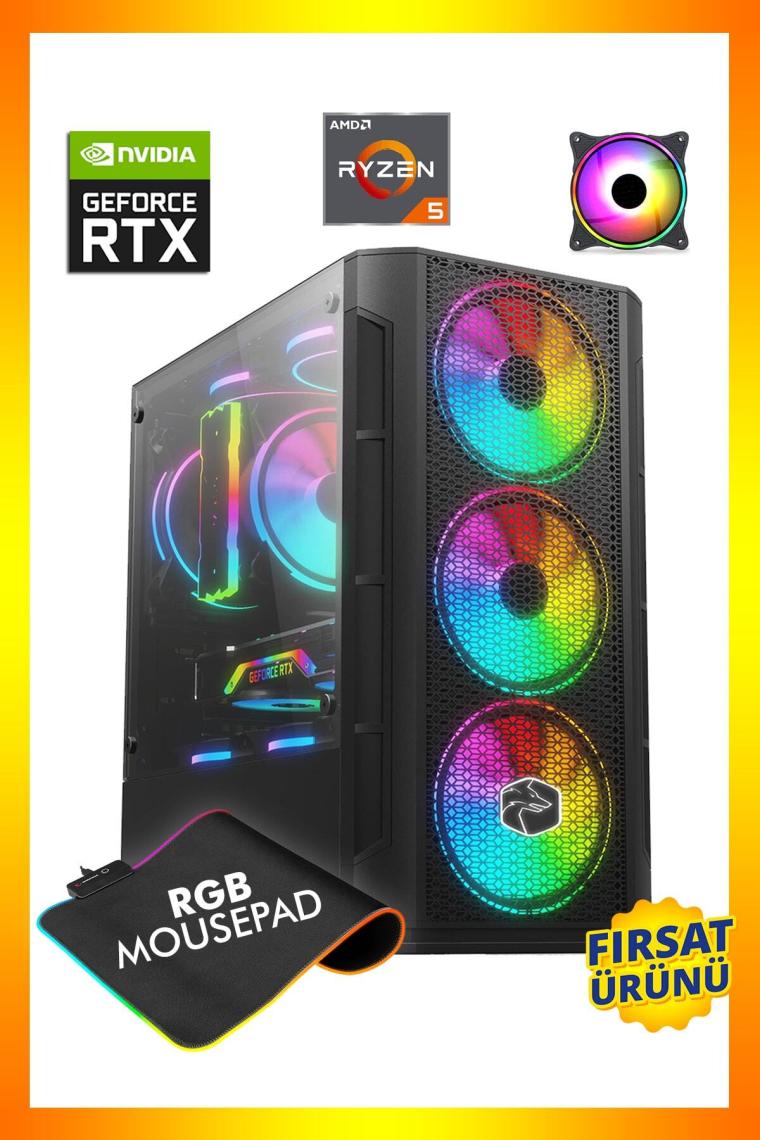 Zeiron Prime X5 Ryzen 5 5500 16GB 3200MHZ Ram 512GB Nvme M.2 SSD RTX3050 8gb Gddr6 Oyuncu Bilgisayarı