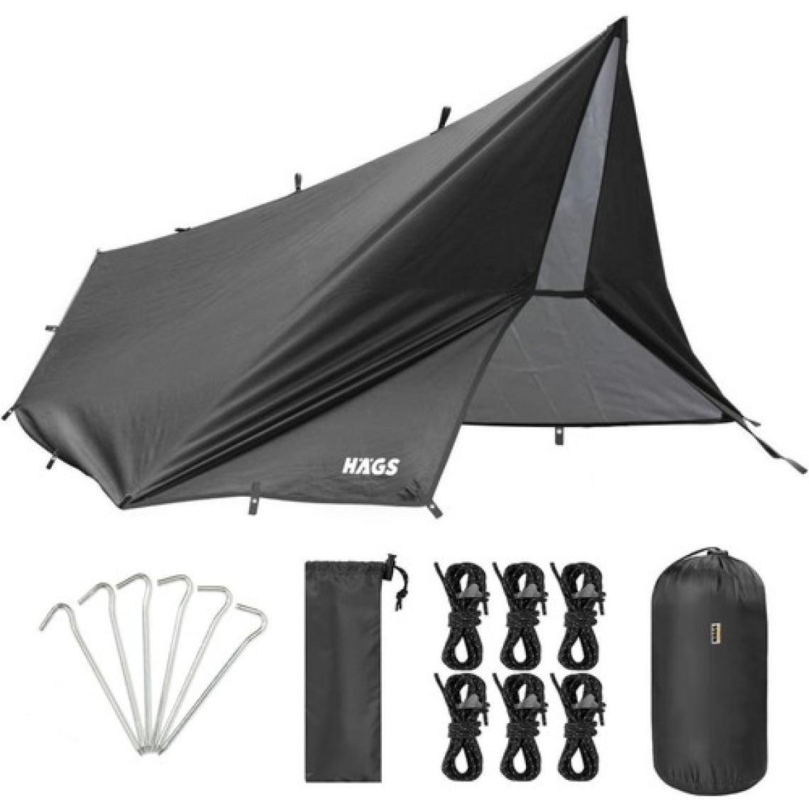 Haegs  Tarp Tente Gölgelik Örtü Outdoor Kamp Branda Çadır Yağmurluk 300x400 Cm - Siyah