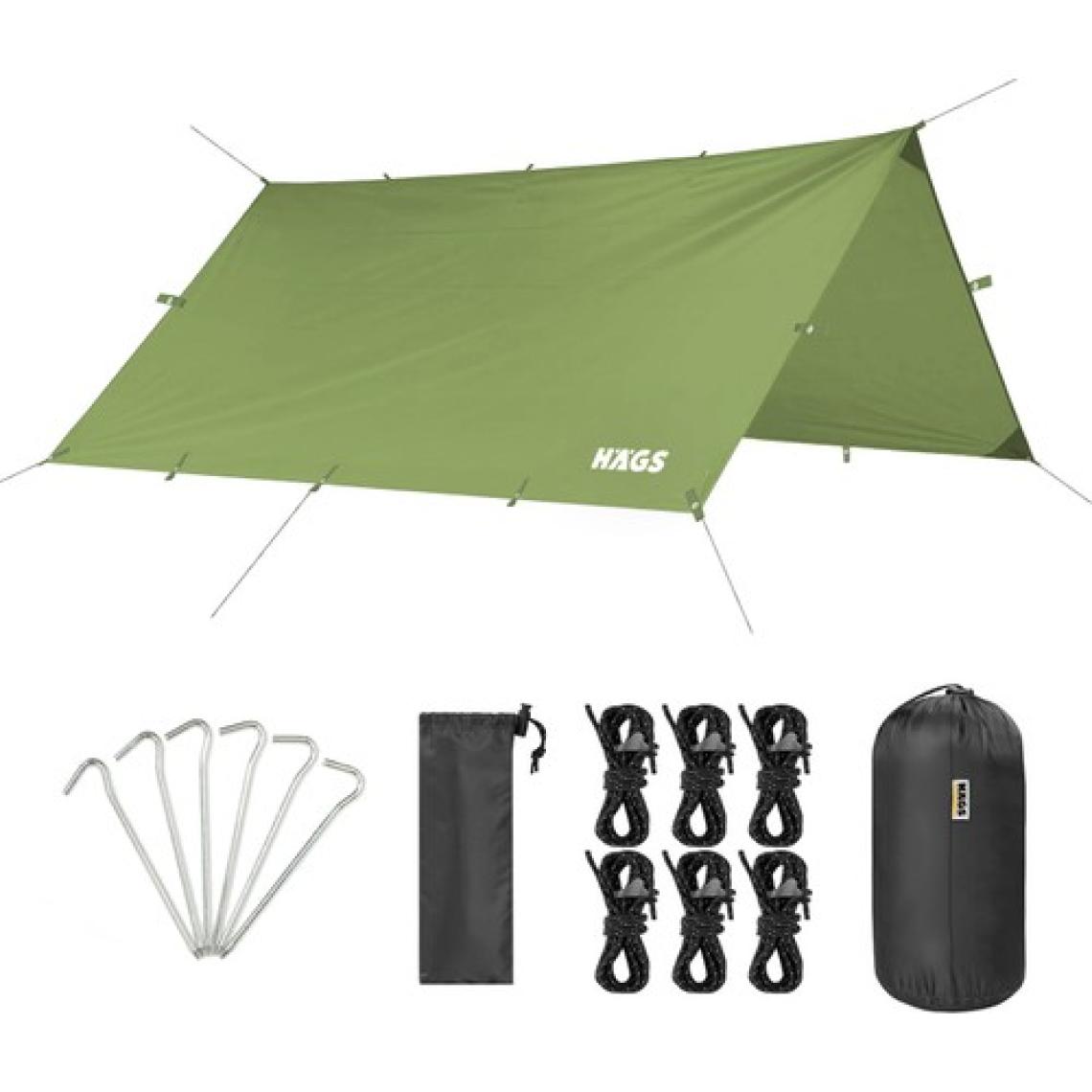Haegs Tarp Gölgelik Tente, Plaj Sahil Güneşlik Gölgelik Örtü Branda Çadır - 300X300 cm - Yeşil