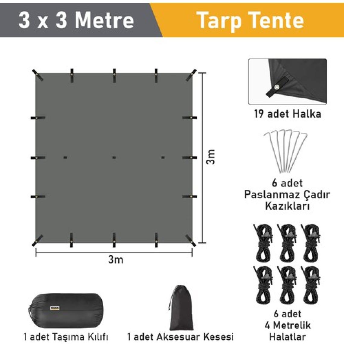 Haegs Tarp Gölgelik Tente, Plaj Sahil Güneşlik Gölgelik Örtü Branda Çadır - 300X300 cm - Yeşil